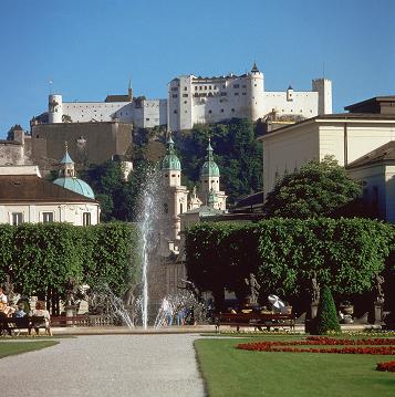 Salzburg fountain with Fortress Salzburg Travel Guide