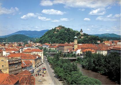 Graz Altstadt Austria with Schlossberg